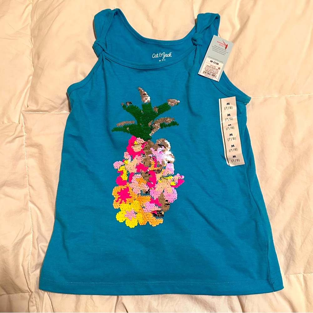BNWT Cat & Jack Tank w/ flip sequin 7/8